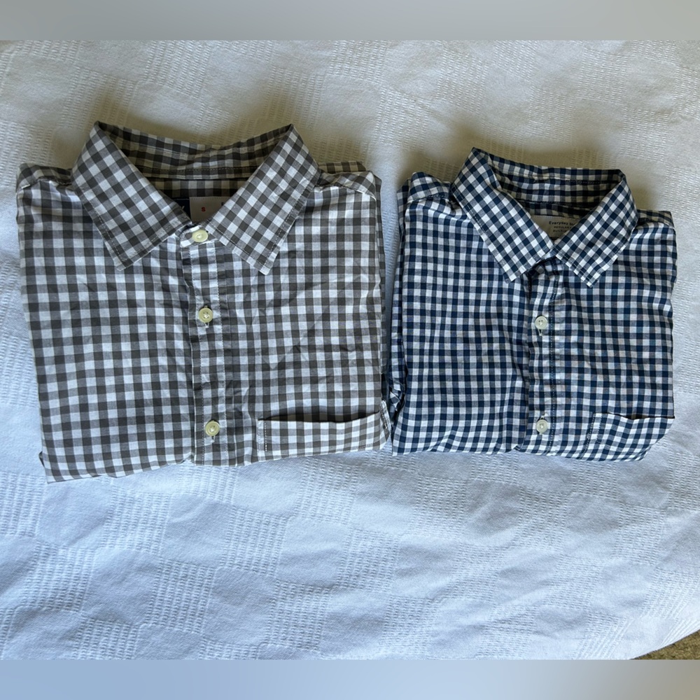 2x Old Navy Gingham Shirts Men Small Button Down Casual